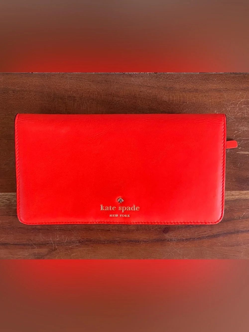 Kate Spade Storybook Lined Red/Orange Wallet - Picture 4 of 12